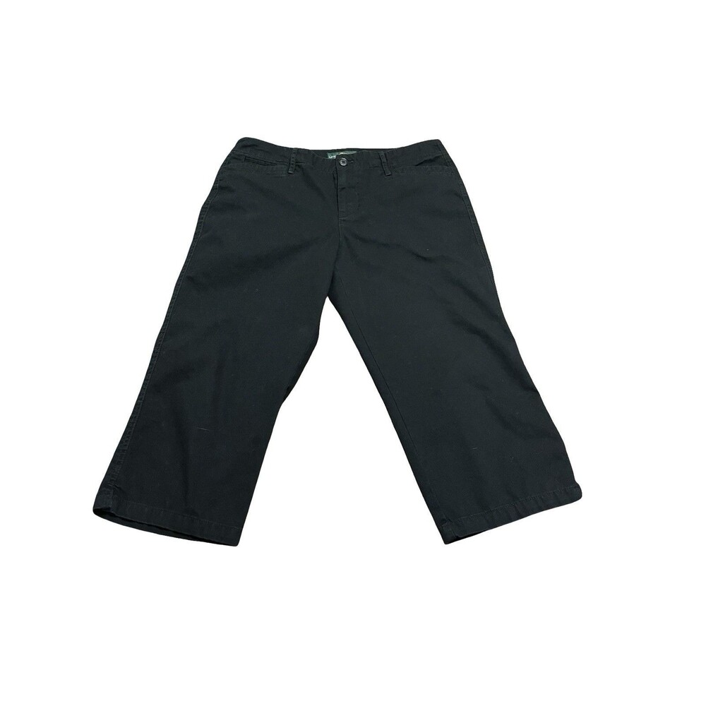 🔥 LAUREN RALPH LAUREN Black 100% Cotton Capri Pants Size 10 GUC! 🔥